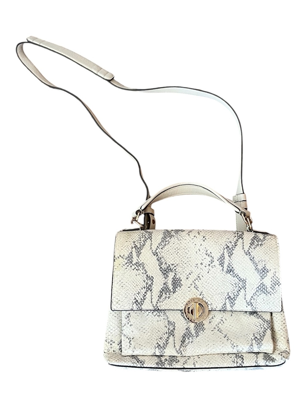 Cole Haan GRANDSERIES Python Snakeskin Print Leather Satchel Crossbody Bag